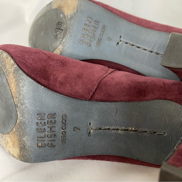 Eileen Fisher Suede Booties Mulberry Purple Cutout Size 7 - Picture 10 of 12